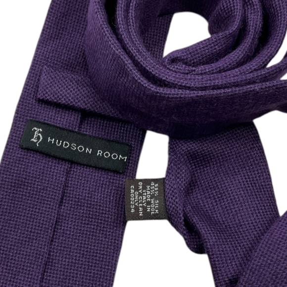HUDSON ROOM Solid Purple Silk Blend LUXURY Tie ITALY - Picture 3 of 4